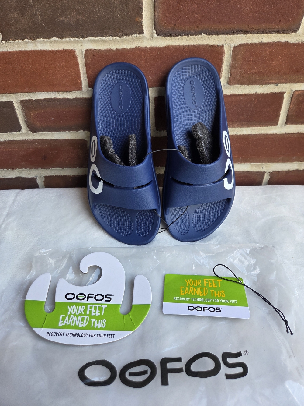 OOFOS OOahh Sport Flex Navy Recovery Slides M5 W7 EU 38 New